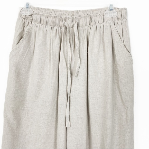 VINTAGE 90s Erika Linen Beige Embroidered Set Pants Medium Top Large Casual - Picture 8 of 11